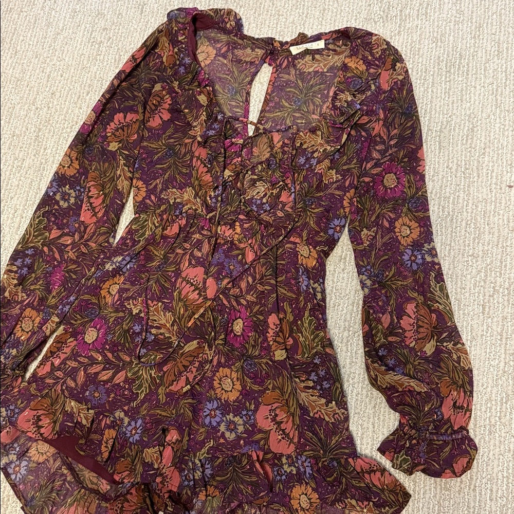 ILLA ILLA Purple and Brown Floral Dress